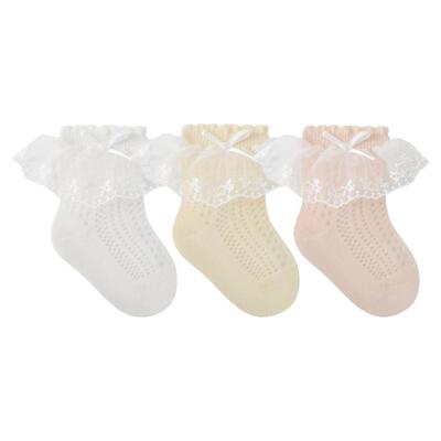 NEMOBABY女宝宝袜子夏天薄款网眼婴儿花边袜女童公主夏季无骨短袜