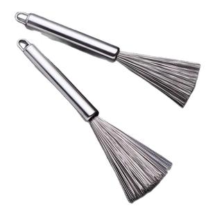 不锈钢长柄锅刷厨房专用不伤锅清洁去污神器家用可挂式加长钢丝刷