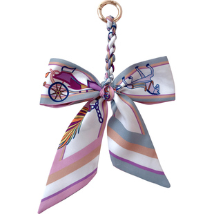 个性包包挂饰蝴蝶结丝巾挂件装饰手工绑缠包带细窄长条小丝带挂坠