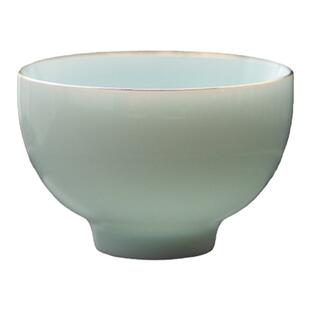 德化陶瓷宝石蓝描金茶杯主人杯羊脂玉白瓷坯底品茗杯个人专用青瓷