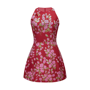 Labor of Love 芳华 原创设计新中式雪尼尔提花红粉盘扣旗袍短裙