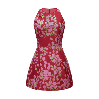 LaborofLove国风提花红连衣裙