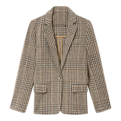 MARANT ETOILE2026早春新款Charlyne 初剪羊毛格纹外套