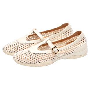 足下工业渔网芭蕾鞋 FOOT INDUSTRY古白色女鞋春夏休闲网面透气