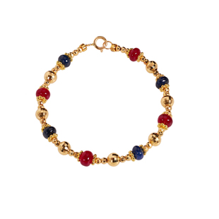 若华珠宝昭华 素面红宝石蓝宝石彩宝手链18K金女首饰重工礼物