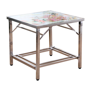 2026新款折叠家用不锈钢烤火桌子正方形小户型取暖架桌冬季吃饭桌