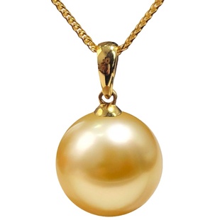 【优雅浅金】天然海水18K金南洋金珠珍珠项链14mm吊坠女简约单颗