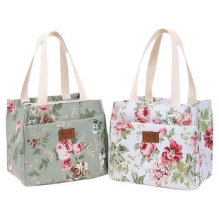 新款帆布包时尚轻便手提包手拎外出上班带饭便当包铝箔保温层饭盒