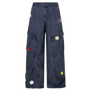 亿万少年BUFU复古多口袋牛仔裤直筒工装裤男女美式宽松刺绣伞兵裤
