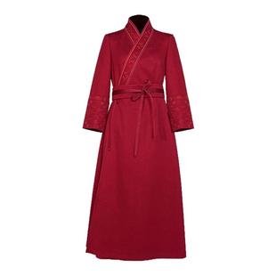 浒城古娘新款刺绣民族风气质高级感新中式国风战袍连衣裙女款春秋