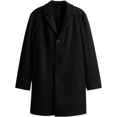 HM男装毛呢大衣冬季宽松翻领中长款外套1225636