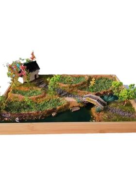 纯手工手办场景拍摄山水桌面摆件