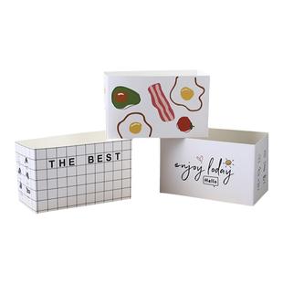 韩国网红三明治厚蛋早餐吐司面包汉堡包装盒烘焙西点纸托打包盒子