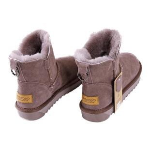 牛皮雪地靴女款冬季真皮靴子东北加绒加厚防滑面包鞋皮毛一体棉鞋