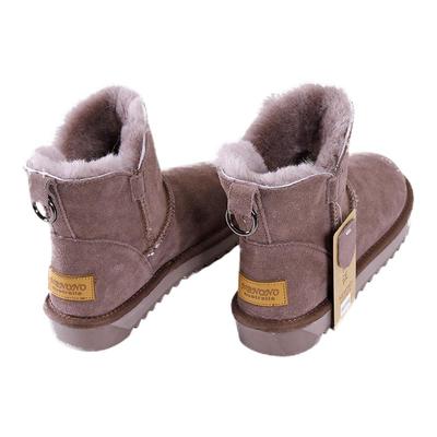 加绒加厚雪地靴棉鞋牛皮短靴冬季