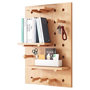 实木洞洞板置物架定制入户玄关墙面挂板钩墙上隔板配件展示挂衣架