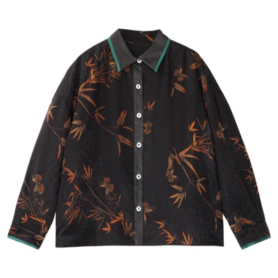 萧娘【竹露】桑波缎香云纱新中式桑蚕丝宽松长袖外套秋冬1719