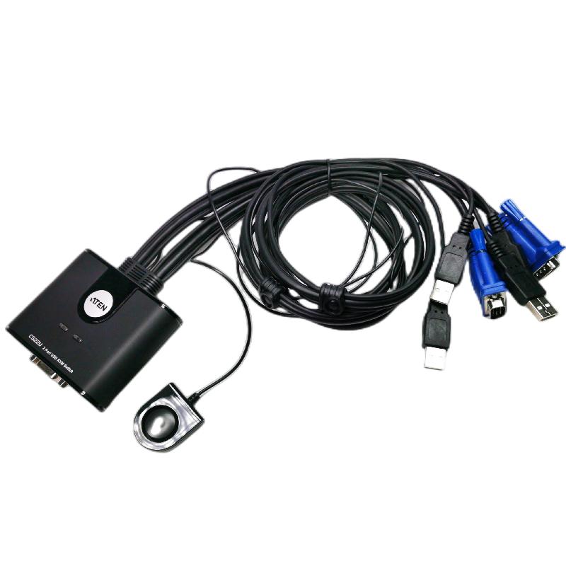 ATEN宏正 CS22U 电脑切换器2口USB VGA 2进1出USB口电脑鼠标共享器线机一体外置按钮切换3年保包邮