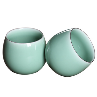 灵青坊青瓷茶杯陶瓷水杯手捧杯家用日式个人杯子办公室泡茶杯绿茶