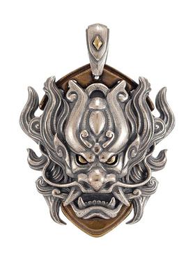 刻己男925纯银国风龙头项链吊坠