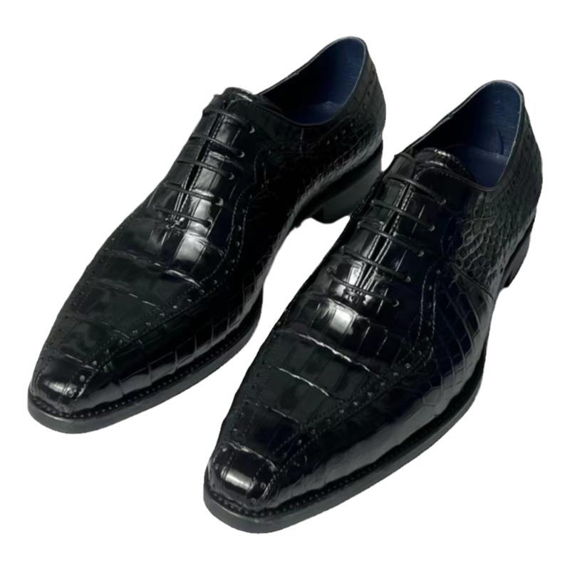 泰国暹罗鳄鱼皮皮鞋撤柜清仓商务正装尖头系带德比鞋正品真皮男鞋