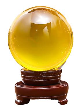 黄色水晶球摆件红绿紫蓝白