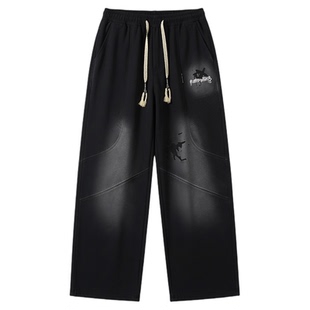 春秋季新款青少年男孩初高中学生帅气宽松休闲直筒长裤子男装运动