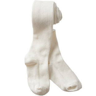 JoannaLonng连裤袜女童春秋纯棉儿童白色打底裤坑条外穿打底袜