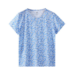 AB内衣中老年汗衫女夏薄纯棉妈妈短袖衫100%棉背心全棉家居服睡衣