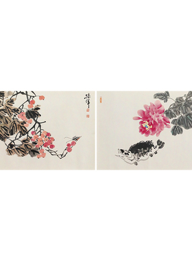 十兰名家手绘枇杷牡丹国画孤品