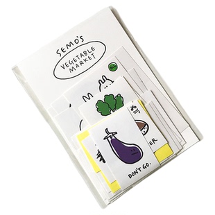 韩国SECONDMORNING可爱蔬果透明贴纸手账素材咕卡装饰贴ins风19张