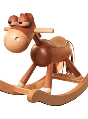 儿童房可爱木马家具乌檀木原创设计复古个性实木摆件高品质装饰