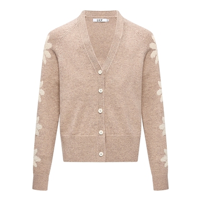 LILY羊毛混纺通勤撞色针织开衫