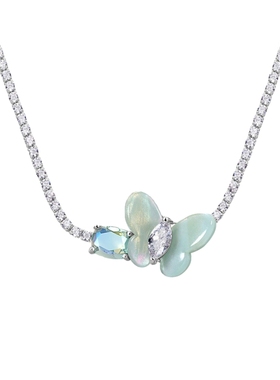 she’s轻奢锆石蝴蝶项链