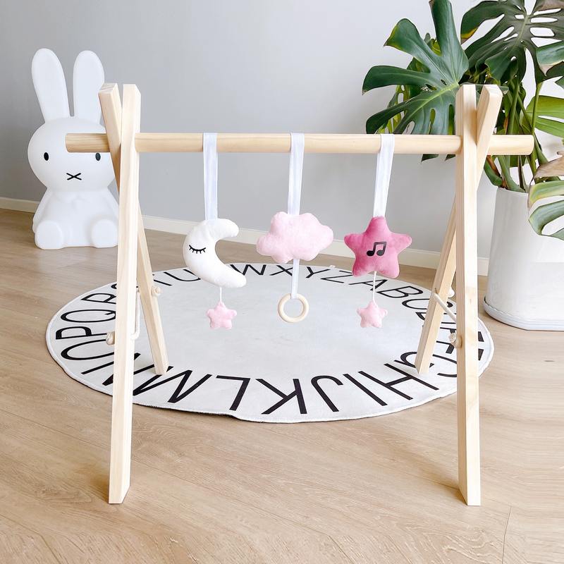 新品 ins装饰北欧风木质健身器摆件新生儿宝宝婴儿健身架儿童玩具