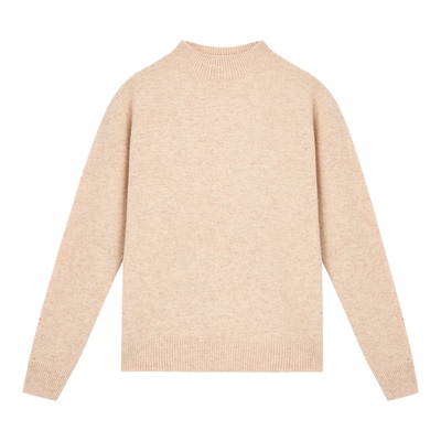 紫涵100%绵羊毛半高领针织衫女2025年冬季新款百搭套头打底衫毛衣