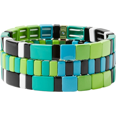 【秒杀】Roxanne Assoulin 女绿色珐琅花色手链(三条装)