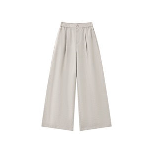 XWI欣未含莱赛尔肌理感纯色休闲裤女春季高腰显瘦亲肤透气山本裤