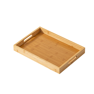竹木托盘长方形茶盘商用带把手手提复古家用水杯酒店餐盘大小盘子