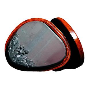 荣宝斋孤品砚台文房四宝毛笔书法国画墨锭墨汁天青蕉叶白青花原石精雕手工精品老坑麻子端砚礼盒