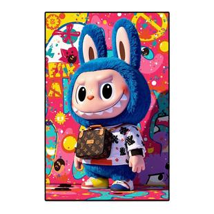 拉布布装饰画泡泡玛特labubu潮流小众创意客厅玄关挂画儿童房壁画