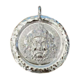 来料加工足银999黄财神吊坠定制复古亮面做旧男女款项链吊坠礼物