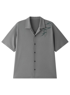 胖子肥佬竹叶刺绣家居服