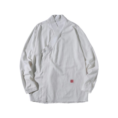 改良汉服衬衫男长袖右衽纽扣交领内衬古风打底内衫内搭衬衣小褂