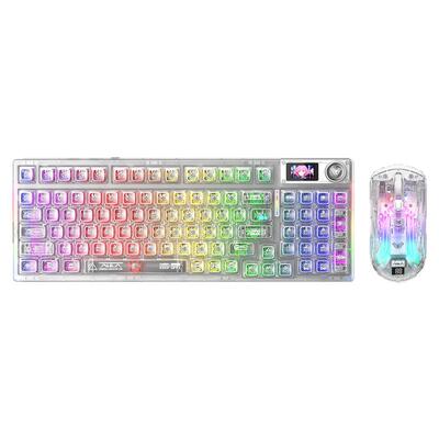 狼蛛F98prov3透明客制化机械键盘三模无线热插拔电竞游戏办公RGB