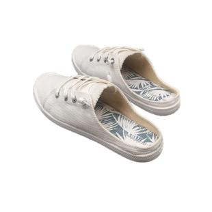 欧美出口 记忆海棉鞋垫 半拖女布鞋 小白鞋无后跟一脚蹬 懒人鞋