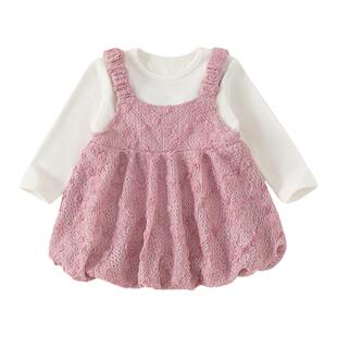 婴儿套装幼儿背带裙女宝宝春装套装洋气女小童两件套女童长袖