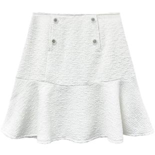 JESSICA杰西卡包臀鱼尾摆半身短裙白色斜纹软呢46