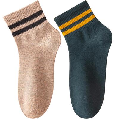 透气吸汗袜子女纯棉日系条纹中筒