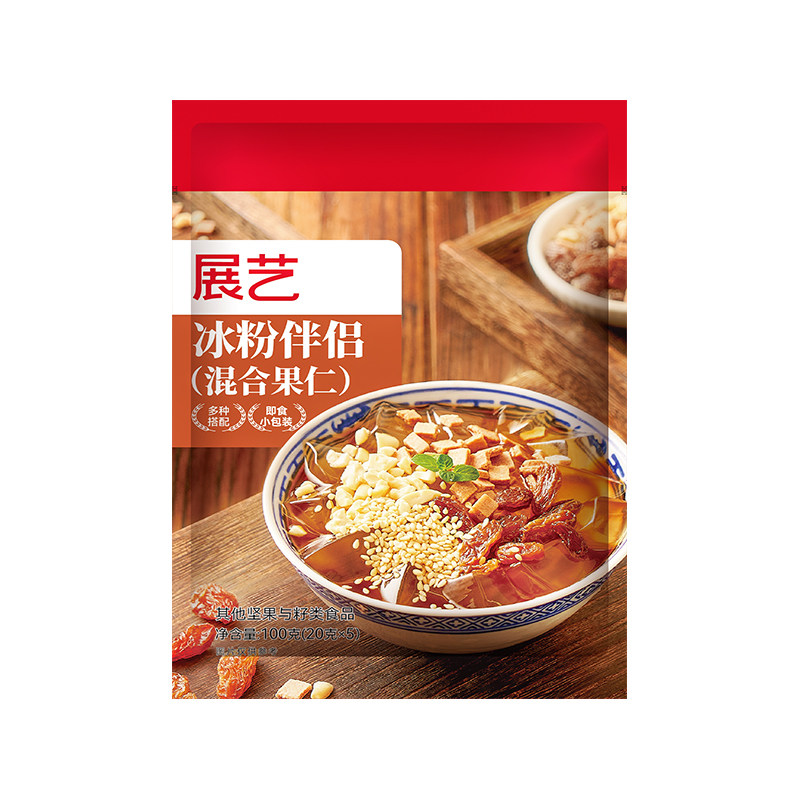展艺冰粉伴侣配料小包装混合坚果花生碎网红白凉粉红糖材料商专用